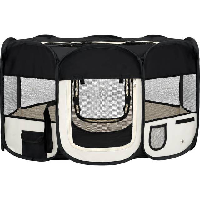 vidaXL Hopfällbar hundhage med väska blå 125x125x61 cm