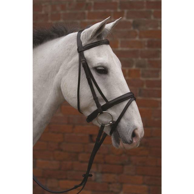 (X-Small, Black) Hy Padded Flash Bridle with Rubber Grip Reins