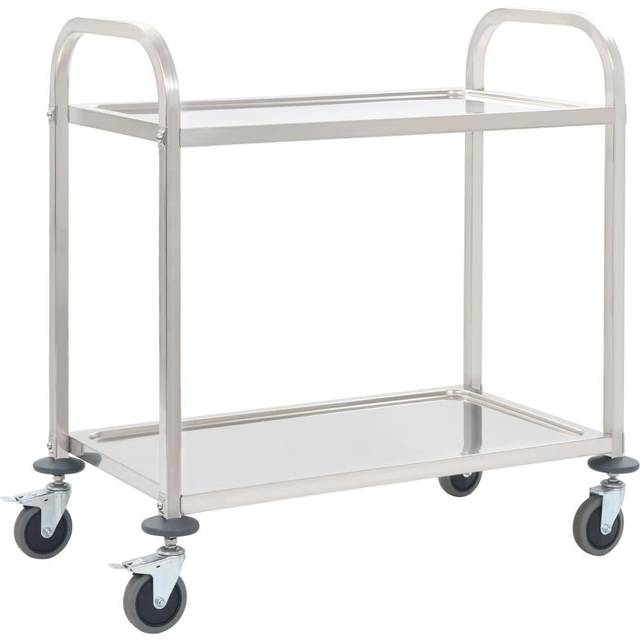 vidaXL Serveringsvagn 2 våningar 95x45x83,5 cm rostfritt stål