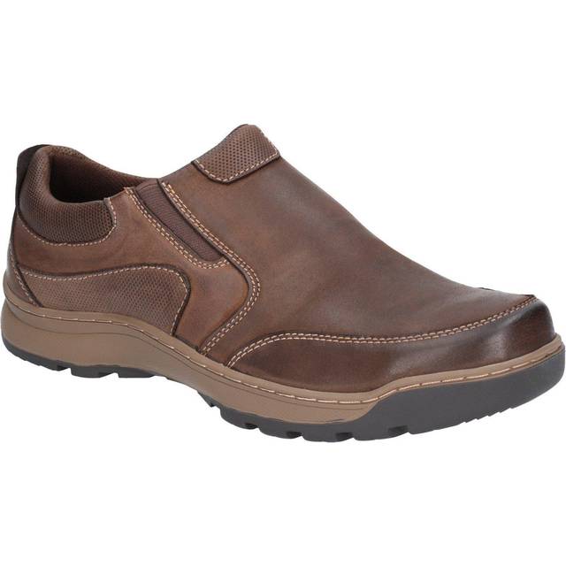 Hush puppies jasper mens brown casual slip on smart leather shoes