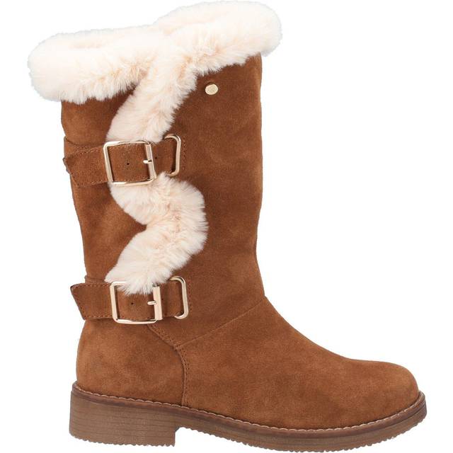 Hush Puppies Womens Megan Ladies Mid Boots - Tan Leather - Size UK 7