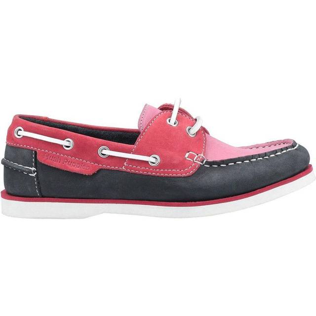 Hush Puppies Hattie Memory Foam Womens Boat Shoes | Slip On Shoes  | Pink/Navy  | UK Size 5