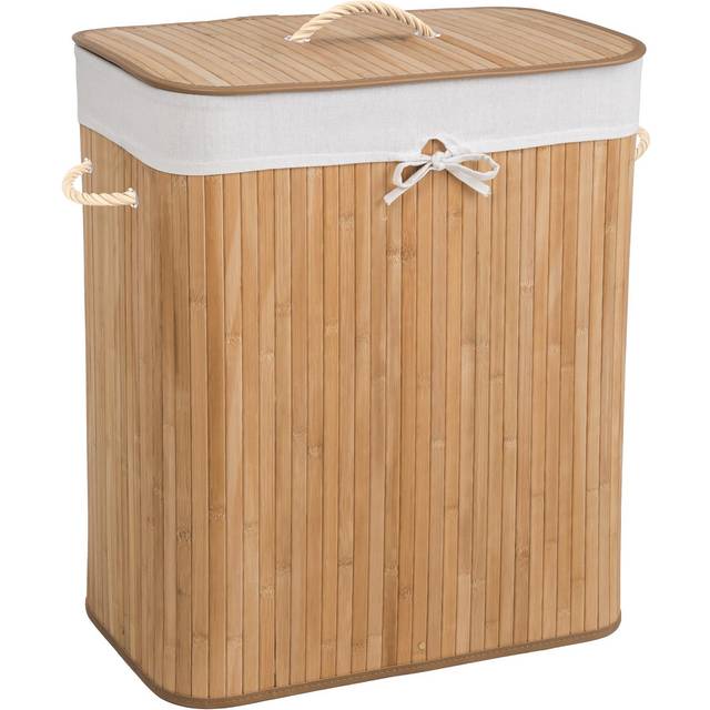Laundry Basket - washing hamper with lid, removable laundry bag, 2 handles - 100 L, beige