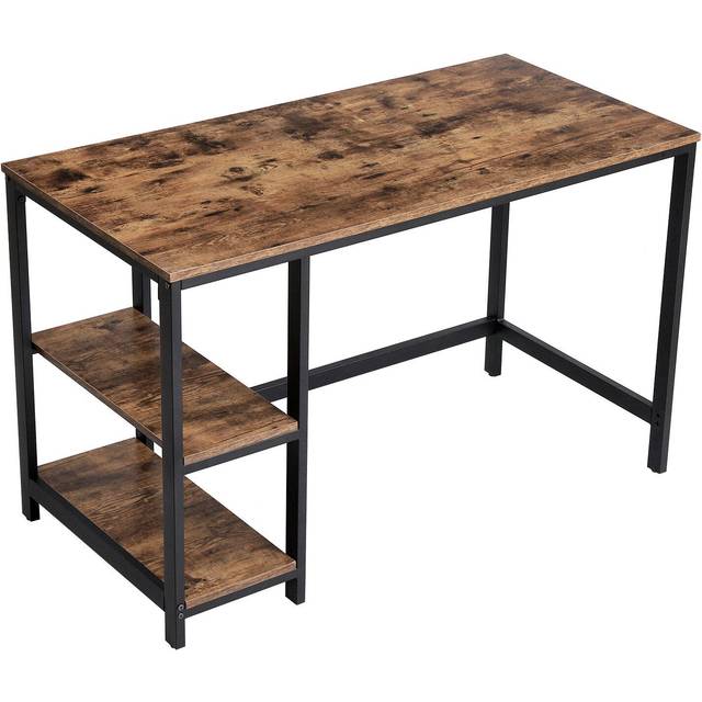 Industrial 47 Inches Computer Desk with Shelves, Rustic Brown + Black