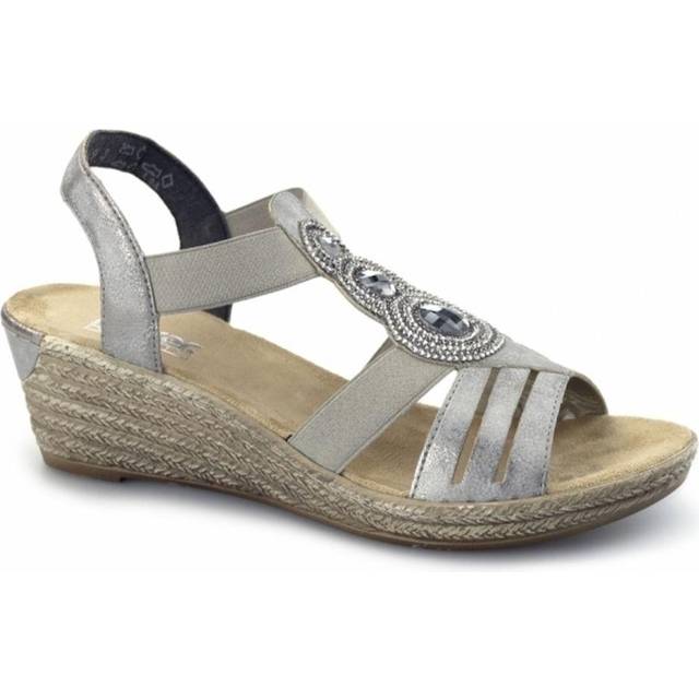 Rieker 62459 dam öppen tå dam öppna sandaler, Grågrå 40, 40 EU