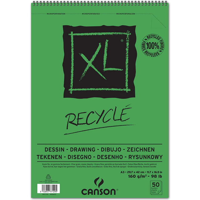Ritpapper A3 block 50 ark 160g, Canson XL Recyclé