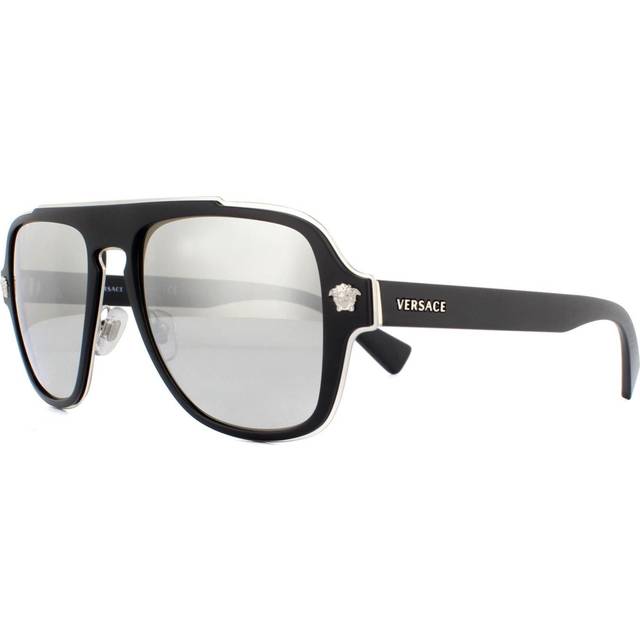 Versace LIght Grey Silver Mirror Navigator Unisex Sunglasses VE2199 10006G 56 - Silver Tone (Dimension: 6.0000x5.0000x2.0000 inches)