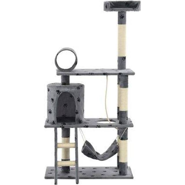 vidaXL Cat Tree with Sisal Scratching Posts 140 cm Beige Paw Prints