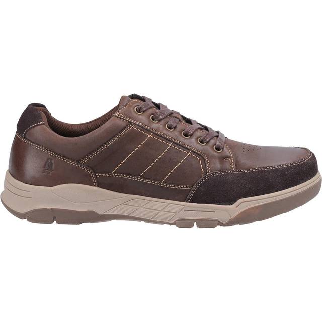 Hush Puppies Finley Leather Memory Foam Shoes Men's Trainers, Size 7 In Dark Coffee