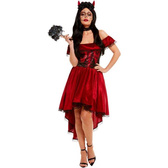 Womens Day of the Dead Devil Fancy Dress Costume Size 20-22