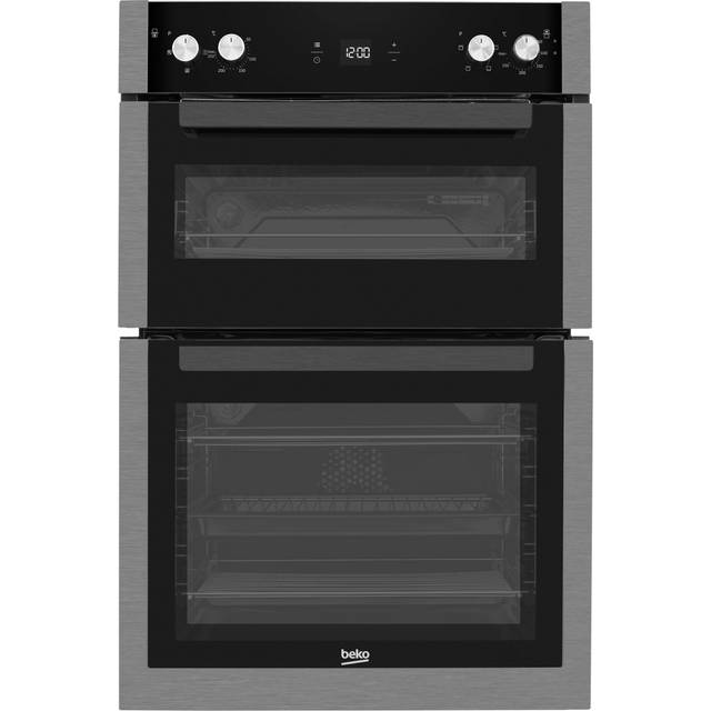 BEKO Pro RecycledNet BBXDF29300Z Electric Double Oven - Black Steel, Black,Silver/Grey