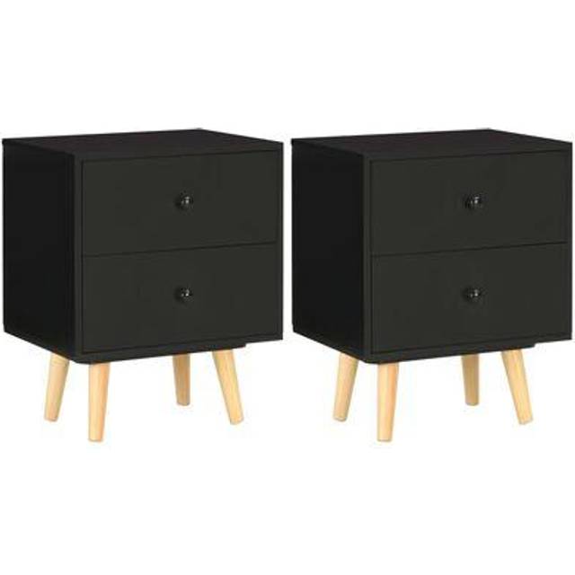 vidaXL Bedside Cabinets 2 pcs Black 40x30x50 cm Solid Pinewood