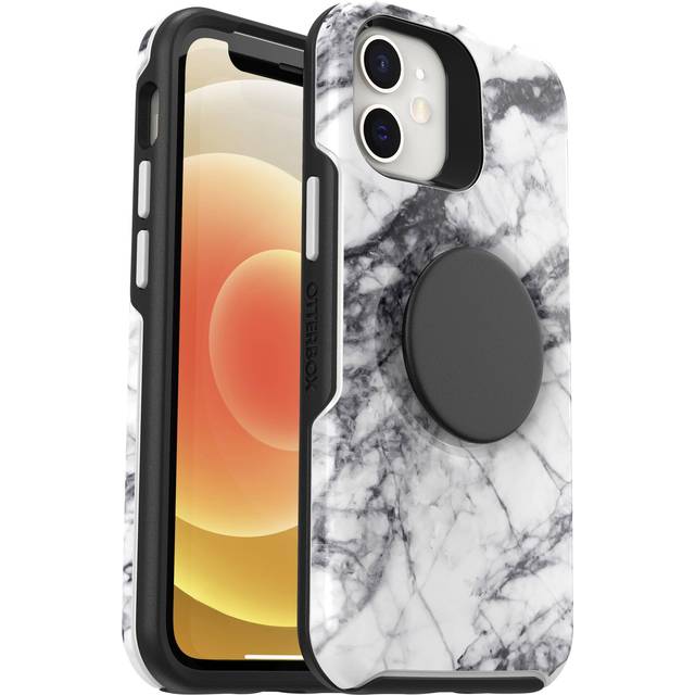 OtterBox Otter+Pop skal för iPhone 12 mini, stöttåligt, fallsäkert, skyddande skal med PopSockets PopGrip, testad till militärstandard x3, Svart