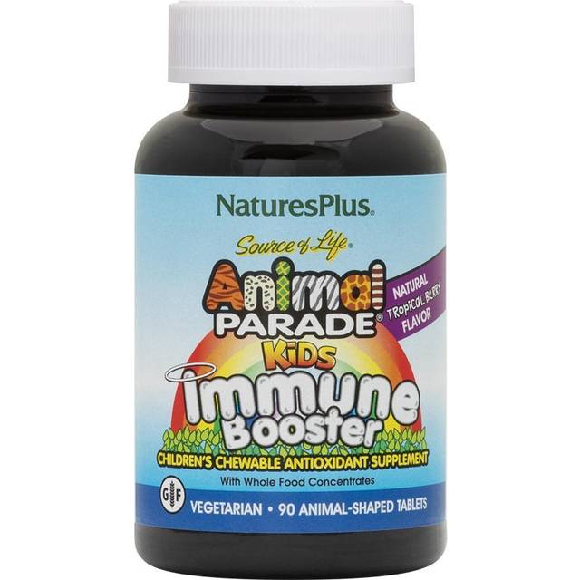 NaturesPlus  Animal Parade  Kids Immune Booster  Tropical Berry  90 Animal-Shaped Tablets