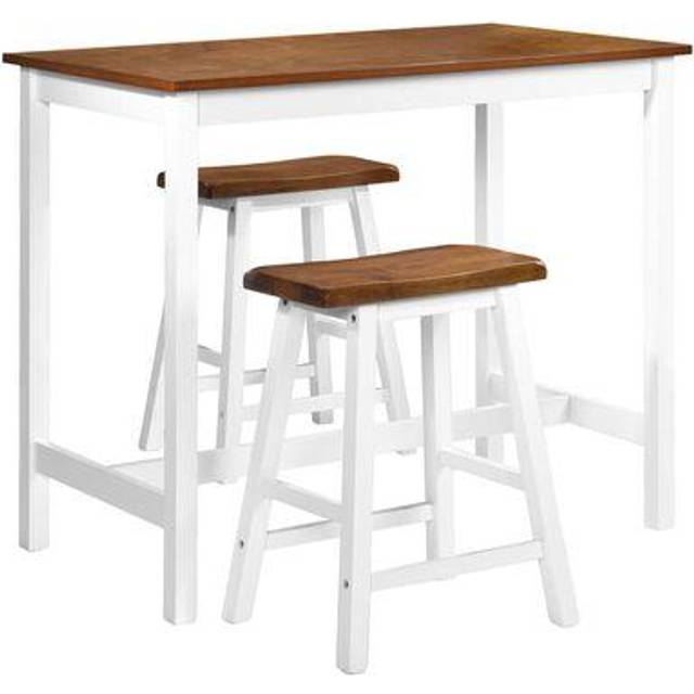 vidaXL Bar Table and Stool Set 3 Pieces Solid Wood - Brown