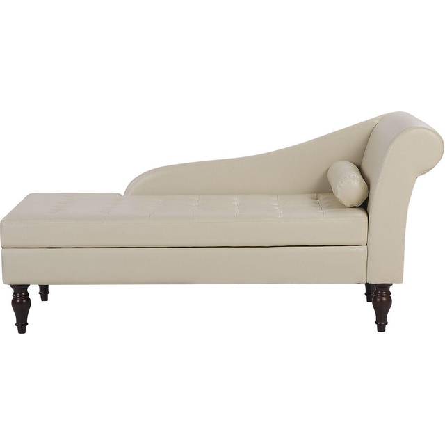 Velvet Chaise Lounge with Storage Light Grey PESSAC II