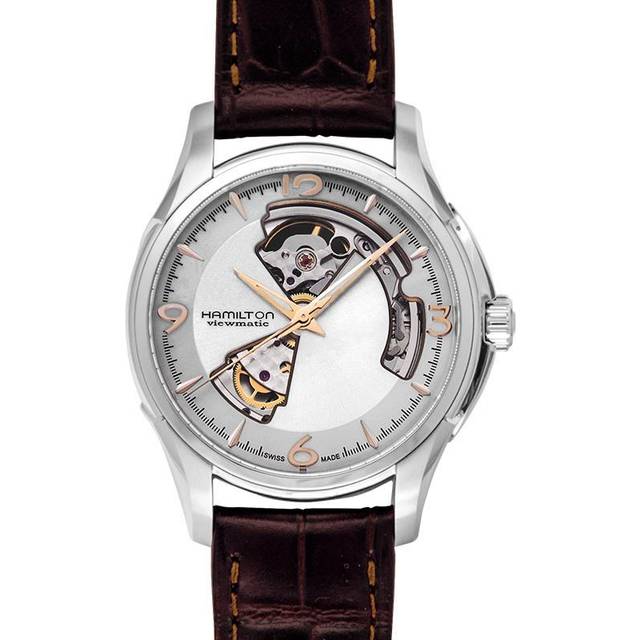 Hamilton Jazzmaster Men's Silver Open Dial Brown Leather Strap Watch