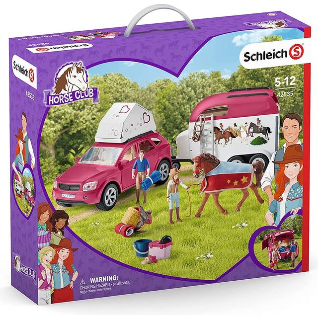 schleich HORSE CLUB 42535 — Bil och trailer för äventyr i Shleich Horse, 110 Delar — Leksaksdjur Samlarföremål — Leksaker för barn 5 år eller äldre