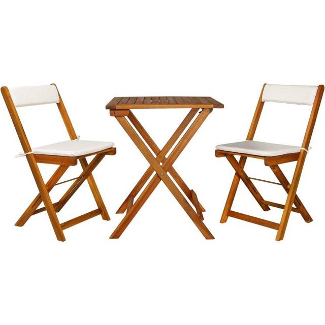 vidaXL 3 Piece Folding Bistro Set Solid Acacia Wood - Brown