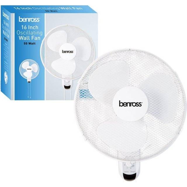 Benross 16" Oscillating Wall Fan, White