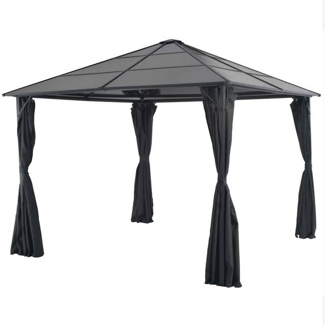 Paviljong med draperi aluminium 3x3 m svart