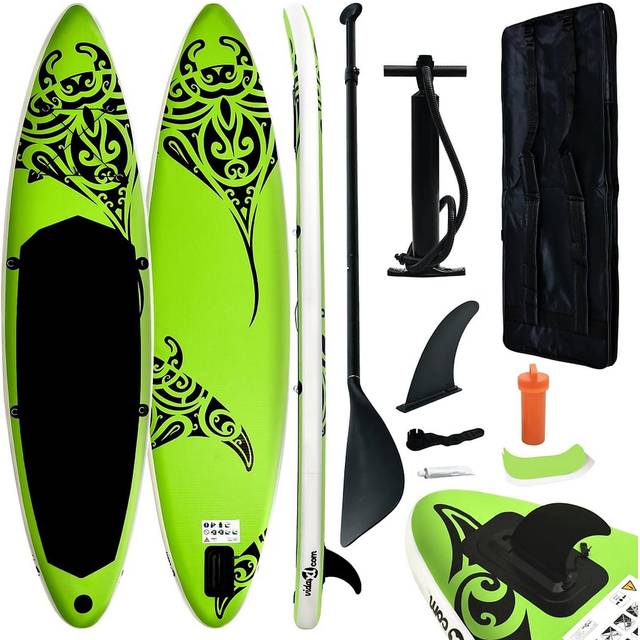SUP-bräda uppblåsbar 305x76x15 cm grön
