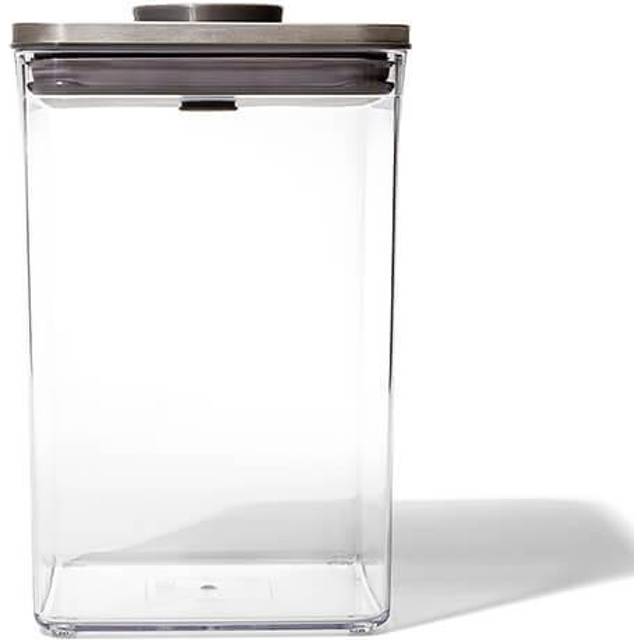 OXO POP Stainless Steel Lid Square Kitchen Storage Container, Clear