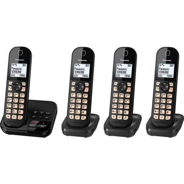 Panasonic kx-tgc464eb cordless phone - quad handsets , black (new)