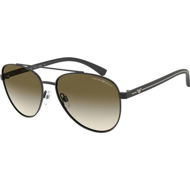 Emporio Armani Mens Sunglasses EA2079 30018E Matte Black Green Gradient Metal - One Size