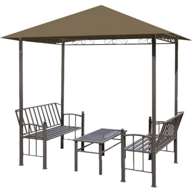 vidaXL Garden Pavilion with Table and Benches Taupe Outdoor Canopy Gazebo Tent