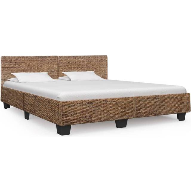 vidaXL Bed Frame without Mattress Grey Natural Rattan 180x200 cm Super King