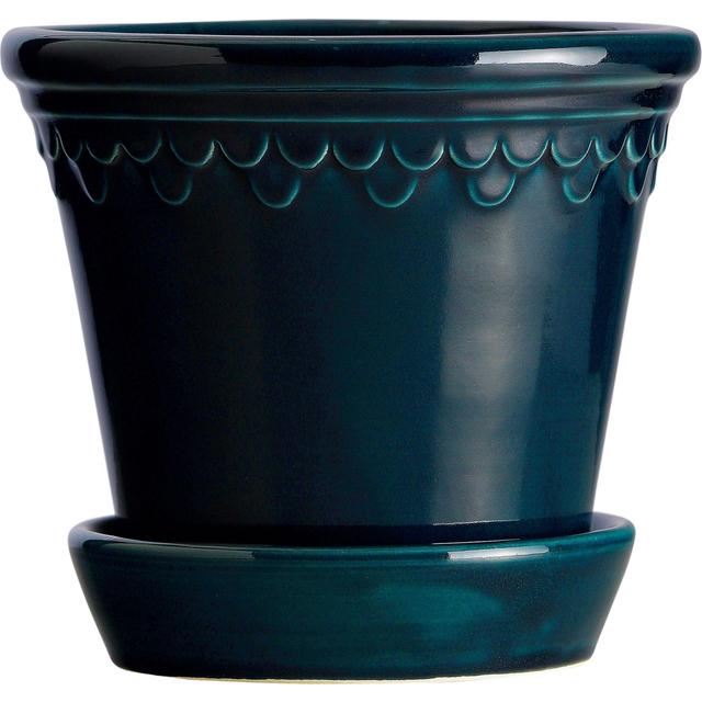 Bergs Potter - Copenhagen Kruka Med Fat 25 Cm Blue - Petroleum