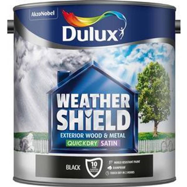 Dulux 5091519 Weather Shield Quick Dry Satin Paint, 750 ml - Black