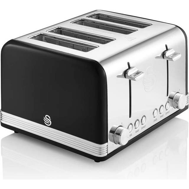 Retro Matt 4 Slice Toaster - Black