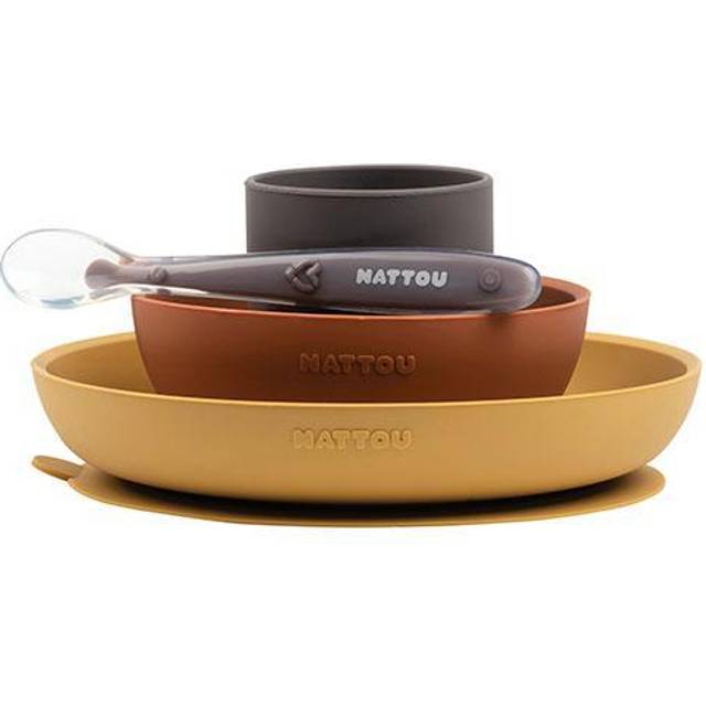 Nattou Silicone 4pc Tableware Set - Pink