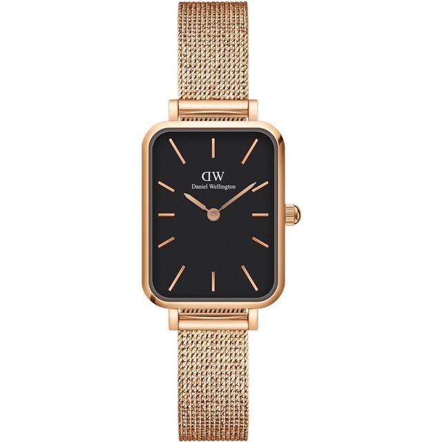 Daniel Wellington Quadro Pressed Melrose Black Dial Stainless Steel Strap Women's Watch DW00100432