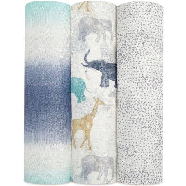 aden + anais inlindningsfilt – 3-pack, expedition | silkeslen mjuk 120 x 120 cm | stor 100 % andningsbar bambu muslin bomull swaddle wrap set för småflickor och pojkar | nyfödda och spädbarn sömnnödvändigheter