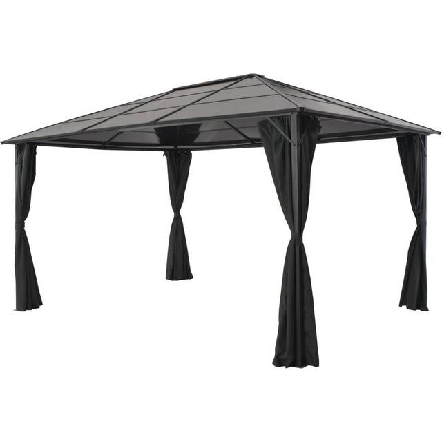 vidaXL Gazebo with Curtain Aluminium 4x3x2.6 m Black