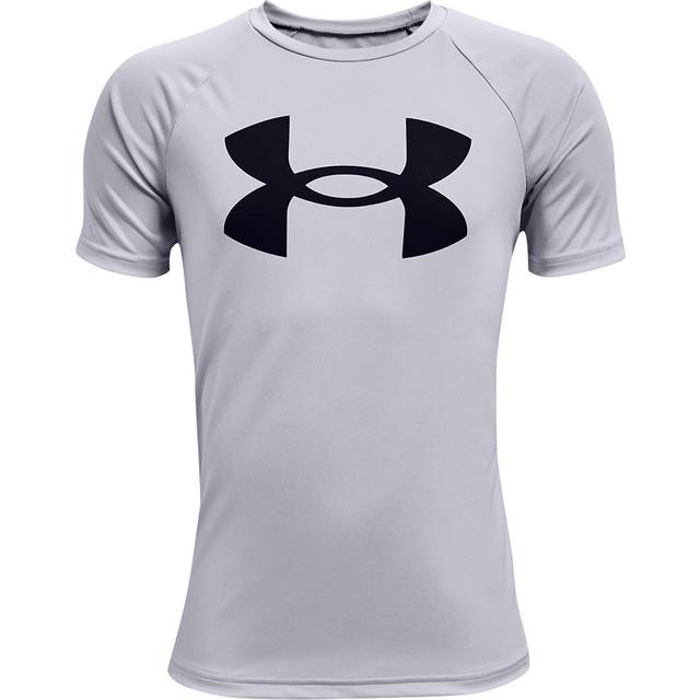 UNDER ARMOUR Boys Training Tech Big Logo T-Shirt - Grey, Grey, Size S