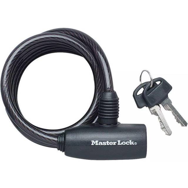 Master Lock Bike Lock Cable Keyed 1.8 m Coiling Cable, Black