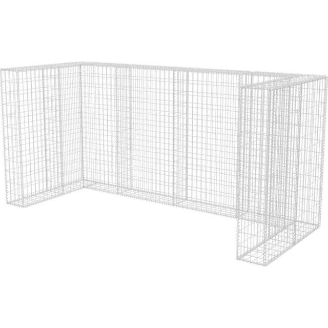 vidaXL Gabion Triple Wheelie Bin Surround Steel 250x100x120 cm - Silver
