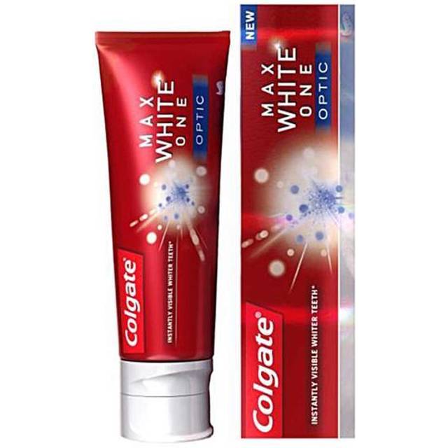 Colgate Tandkräm Max White Optic 75 ml — tar bort upp till 100% av ytmissfärgning för omedelbar tandblekning* och ett vitare leende