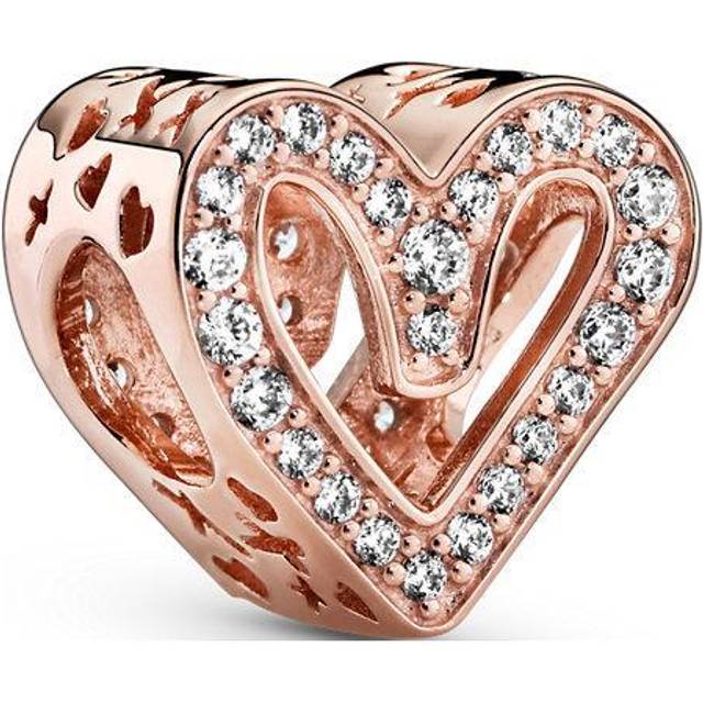 Pandora Sparkling Freehand Heart Charm rose gold