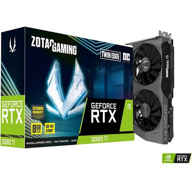 Zotac GeForce RTX 3060 Ti Twin Edge OC LHR ZT-A30610H-10MLHR Grafikkort, Grå, 8 GB