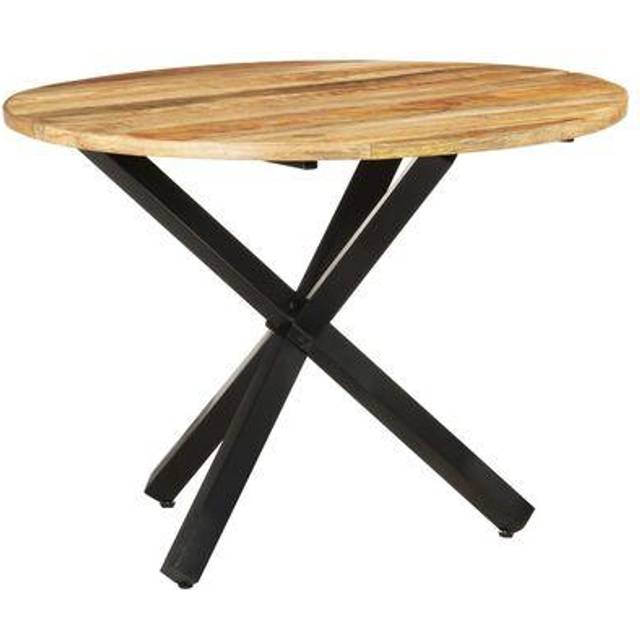 vidaXL Dining Table Round 100x100x75 cm Rough Mango Wood - Brown