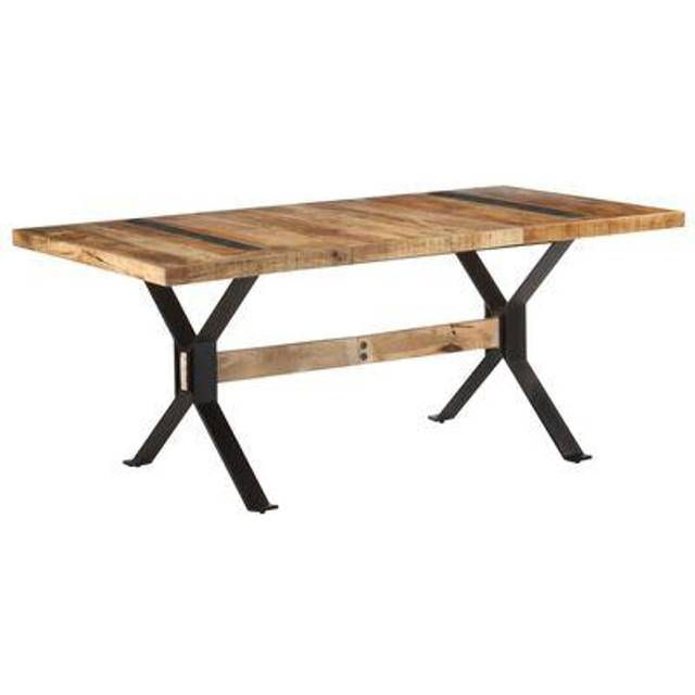 vidaXL Dining Table 180x90x76 cm Rough Mango Wood - Brown