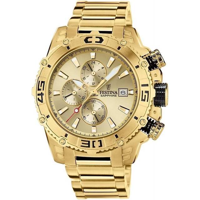 Festina Watch Chronograph Date Mens - Gold