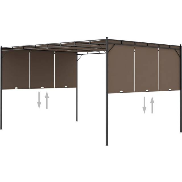 vidaXL Garden Gazebo with Side Curtain 4x3x2.25 m Taupe Canopy Shelter Awning
