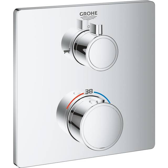 Grohe Grohtherm Thermostatic Bath Shower Mixer Square With 2 Outlets With Shut Off Valve - 24080000 Concealed Body Required?: Not Required