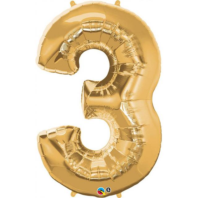 (3, Gold) Qualatex 34 Inch Metallic Number Balloons